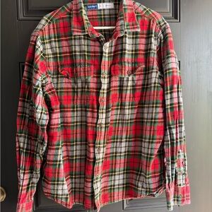 Old Navy Red and Green Casual Button Down Shirt